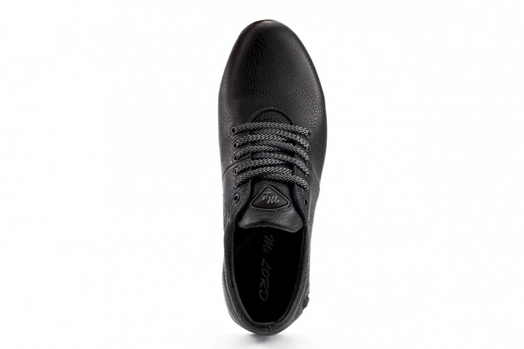 Мужские кроссовки кожаные весенне-осенние черные Milord Olimp низкая подошва фото 4 — интернет-магазин Tapok