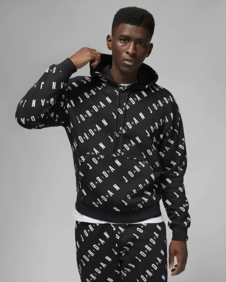 Худи Air Jordan Essentials Allover Heritage Print Fleece Pullover Hoodie Black Dv7640-010 фото 2 — интернет-магазин Tapok