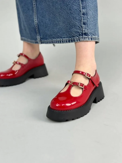 Туфлі жіночі шкіра наплак червоні фото 1 — интернет-магазин Tapok