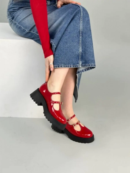 Туфлі жіночі шкіра наплак червоні фото 4 — интернет-магазин Tapok