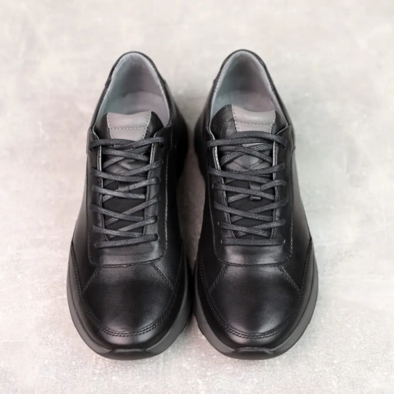 Кроссовки мужские кожаные 588064 Черные фото 3 — интернет-магазин Tapok