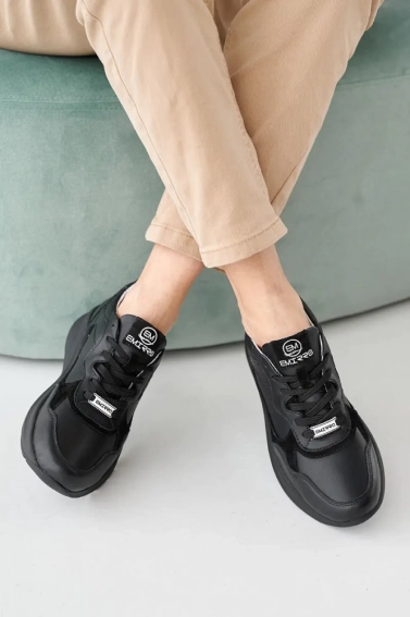 Женские кроссовки кожаные весенне-осенние черные Emirro 280 фото 3 — интернет-магазин Tapok