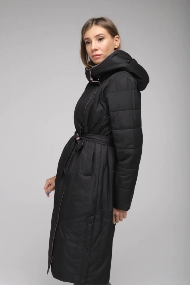 Куртка женская двухсторонняя Button 110-656 Черно-коричневый фото 2 — интернет-магазин Tapok