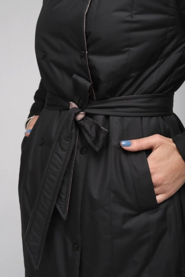 Куртка женская двухсторонняя Button 110-656 Черно-коричневый фото 5 — интернет-магазин Tapok