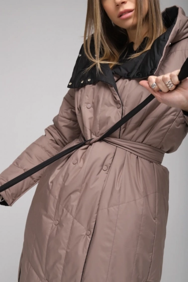 Куртка женская двухсторонняя Button 110-656 Черно-коричневый фото 8 — интернет-магазин Tapok