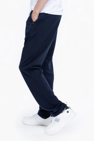 Спортивні штани однотонні чоловічі прямі Tommy life 84954 Синій фото 2 — інтернет-магазин Tapok
