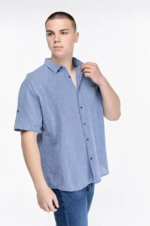 Рубашка мужская однотонная Jean Pier JP7302-B Синий
