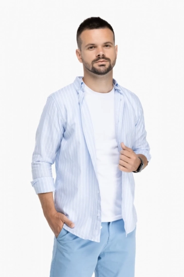 Рубашка с узором мужская FIGO 18412 Голубой фото 1 — интернет-магазин Tapok