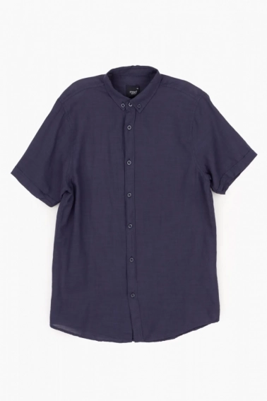 Рубашка однотонная мужская FIGO 7055-B Темно-синий фото 6 — интернет-магазин Tapok