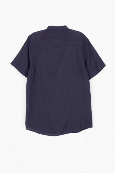 Рубашка однотонная мужская FIGO 7055-B Темно-синий фото 7 — интернет-магазин Tapok