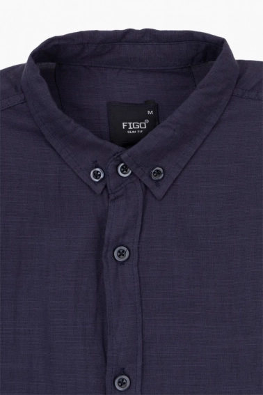 Рубашка однотонная мужская FIGO 7055-B Темно-синий фото 8 — интернет-магазин Tapok