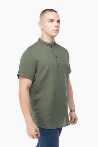 Рубашка классическая однотонная мужская Stendo 14217 Хаки фото 2 — интернет-магазин Tapok