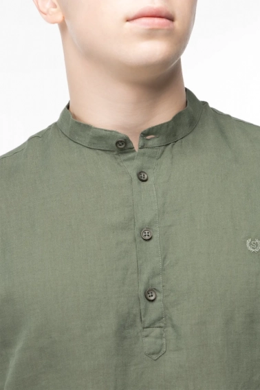 Рубашка классическая однотонная мужская Stendo 14217 Хаки фото 3 — интернет-магазин Tapok