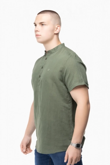 Рубашка классическая однотонная мужская Stendo 14217 Хаки фото 4 — интернет-магазин Tapok