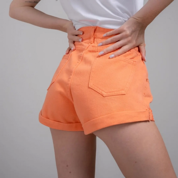Шорты женские джинсовые 200485  Fashion Оранжевый фото 3 — интернет-магазин Tapok