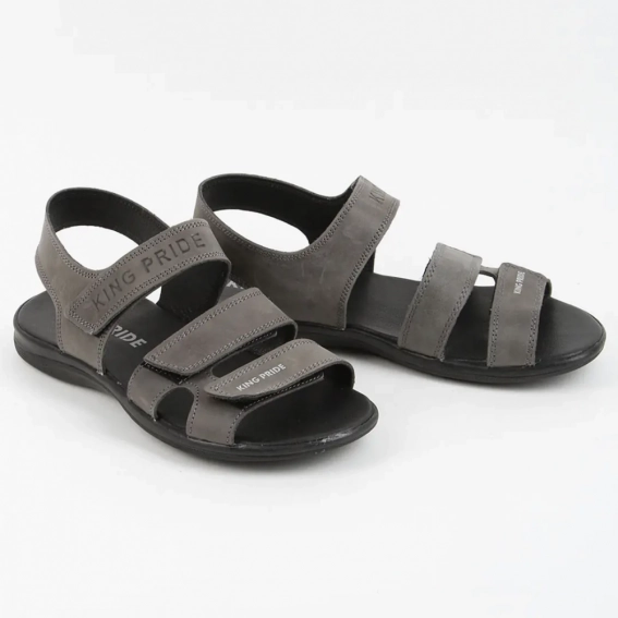 Сандалии мужские кожаные 339855  Fashion Серый фото 4 — интернет-магазин Tapok