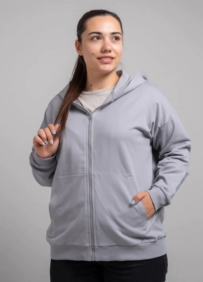 Толстовка на змійці жіноча 102708 Fashion Сірий фото 1 — інтернет-магазин Tapok