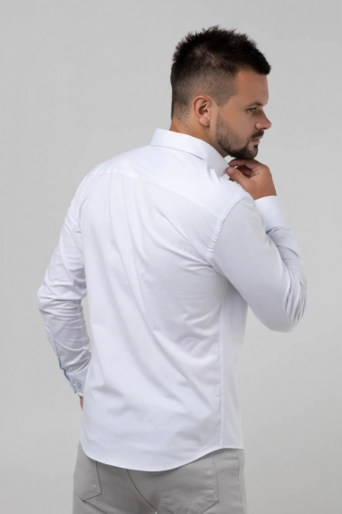 Рубашка классическая однотонная мужская Redpolo 3808 Белый фото 3 — интернет-магазин Tapok