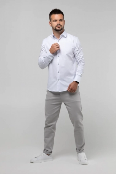 Рубашка классическая однотонная мужская Redpolo 3808 Белый фото 4 — интернет-магазин Tapok
