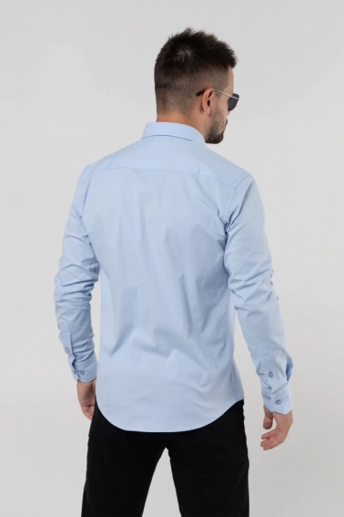 Рубашка классическая однотонная мужская Redpolo 3808 Голубой фото 3 — интернет-магазин Tapok