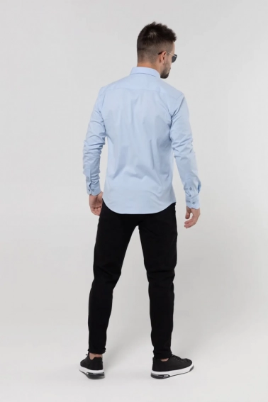Рубашка классическая однотонная мужская Redpolo 3808 Голубой фото 7 — интернет-магазин Tapok