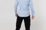 Рубашка классическая однотонная мужская Redpolo 3808 Голубой Фото 7