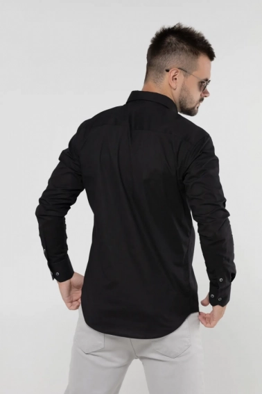 Рубашка классическая однотонная мужская Redpolo 3808 Черный фото 3 — интернет-магазин Tapok