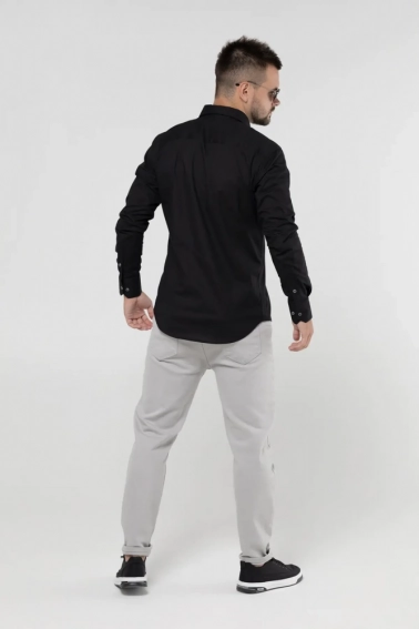 Рубашка классическая однотонная мужская Redpolo 3808 Черный фото 6 — интернет-магазин Tapok