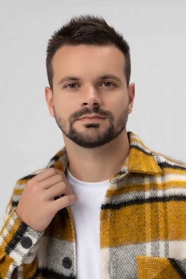 Рубашка с узором мужская Breezy 22402157 Желтый фото 4 — интернет-магазин Tapok