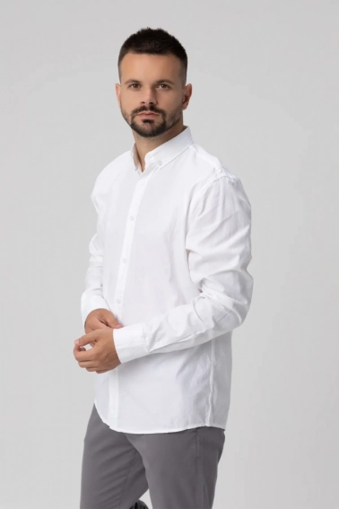 Рубашка однотонная мужская FIGO 18418 Белый фото 1 — интернет-магазин Tapok
