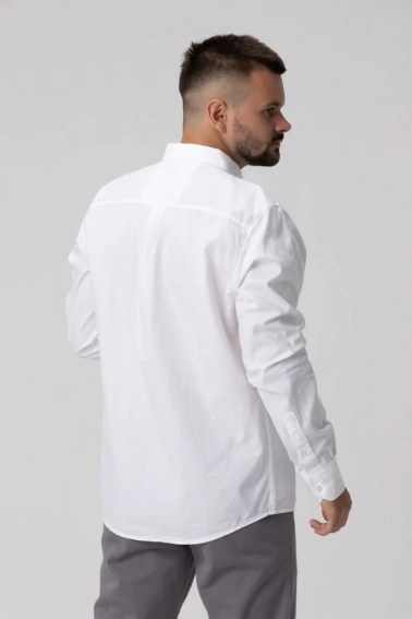 Рубашка однотонная мужская FIGO 18418 Белый фото 2 — интернет-магазин Tapok