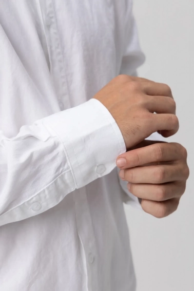 Рубашка однотонная мужская FIGO 18418 Белый фото 3 — интернет-магазин Tapok