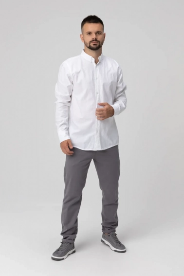 Рубашка однотонная мужская FIGO 18418 Белый фото 5 — интернет-магазин Tapok