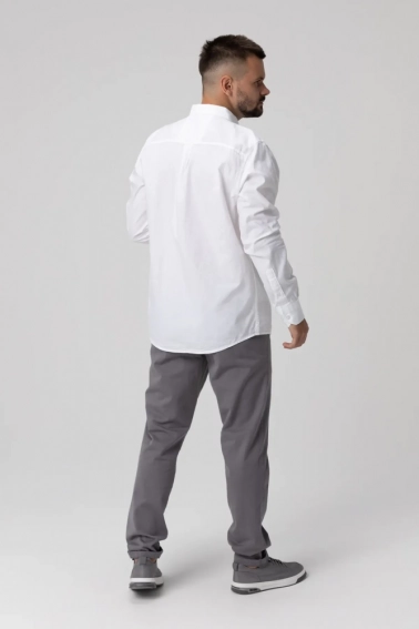 Рубашка однотонная мужская FIGO 18418 Белый фото 6 — интернет-магазин Tapok
