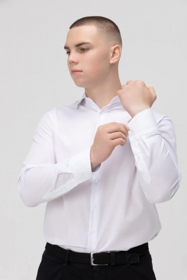 Рубашка классическая однотонная мужская OnMe CTM OM-MBC02310 Белый фото 2 — интернет-магазин Tapok