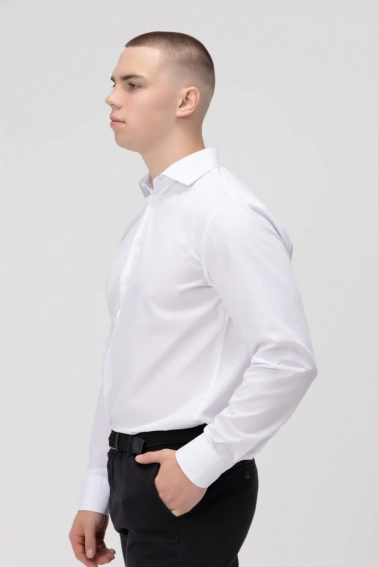 Рубашка классическая однотонная мужская OnMe CTM OM-MBC02310 Белый фото 3 — интернет-магазин Tapok