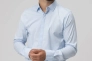 Рубашка классическая однотонная мужская FIGO 18369 Голубой Фото 1
