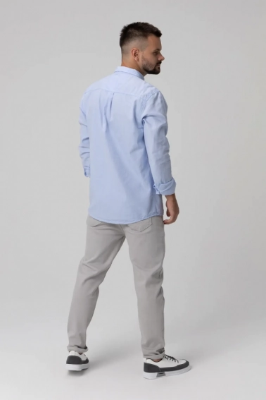 Рубашка однотонная мужская FIGO 18418 Голубой фото 5 — интернет-магазин Tapok