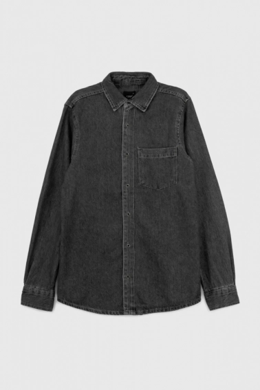 Рубашка однотонная мужская FIGO 18315 Темно-серый фото 7 — интернет-магазин Tapok