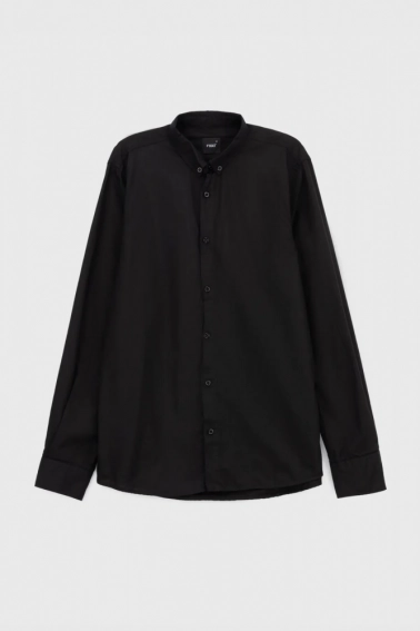 Рубашка однотонная мужская FIGO 18418 Черный фото 8 — интернет-магазин Tapok