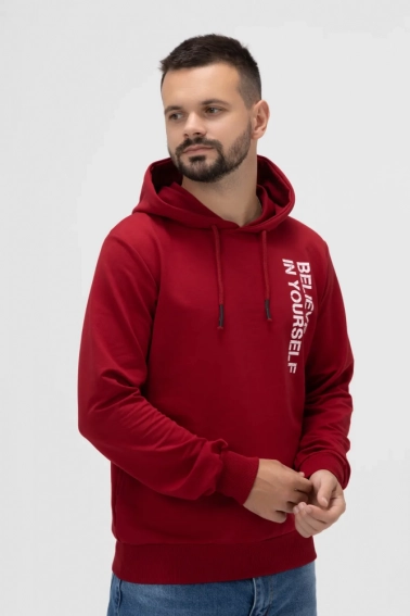 Худи с принтом мужской Hope HP849 Бордовый фото 1 — интернет-магазин Tapok