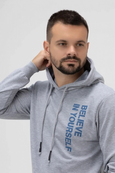 Худи с принтом мужской Hope HP849 Серый фото 2 — интернет-магазин Tapok