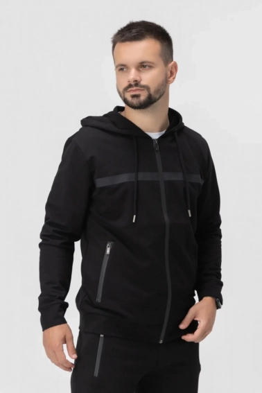 Спортивная кофта мужская CL 39389-K Черный фото 1 — интернет-магазин Tapok