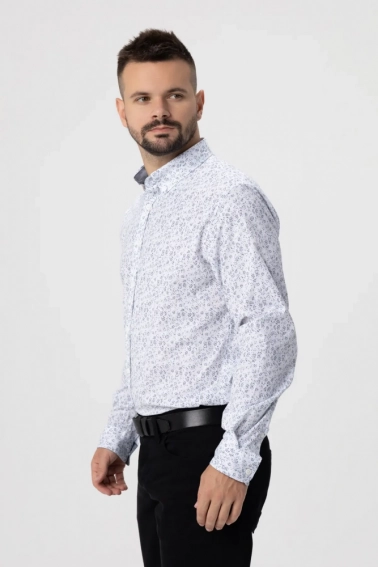 Рубашка классическая с узором мужская MCL 32589 Белый фото 1 — интернет-магазин Tapok