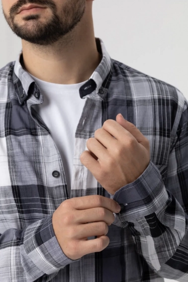 Рубашка с узором мужская MCL 32745 Серый фото 4 — интернет-магазин Tapok