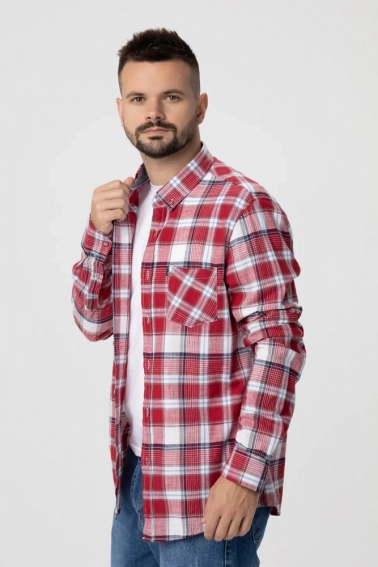 Рубашка с узором мужская CL 32744 Красный фото 1 — интернет-магазин Tapok