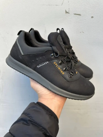 Мужские кроссовки кожаные весенне-осенние черные Splinter 2315/1 фото 1 — интернет-магазин Tapok