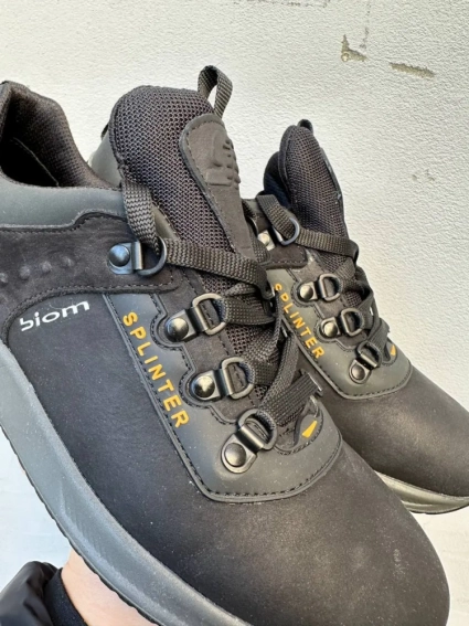 Мужские кроссовки кожаные весенне-осенние черные Splinter 2315/1 фото 2 — интернет-магазин Tapok