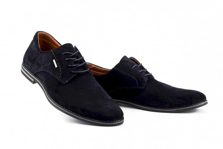Мужские замшевые туфли весенне-осенние синие Yuves М5 (Trade Mark) фото 2 — интернет-магазин Tapok