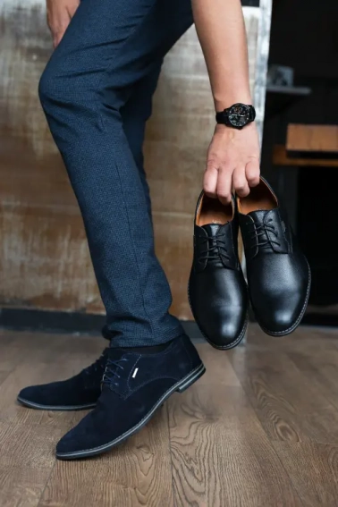Мужские замшевые туфли весенне-осенние синие Yuves М5 (Trade Mark) фото 7 — интернет-магазин Tapok